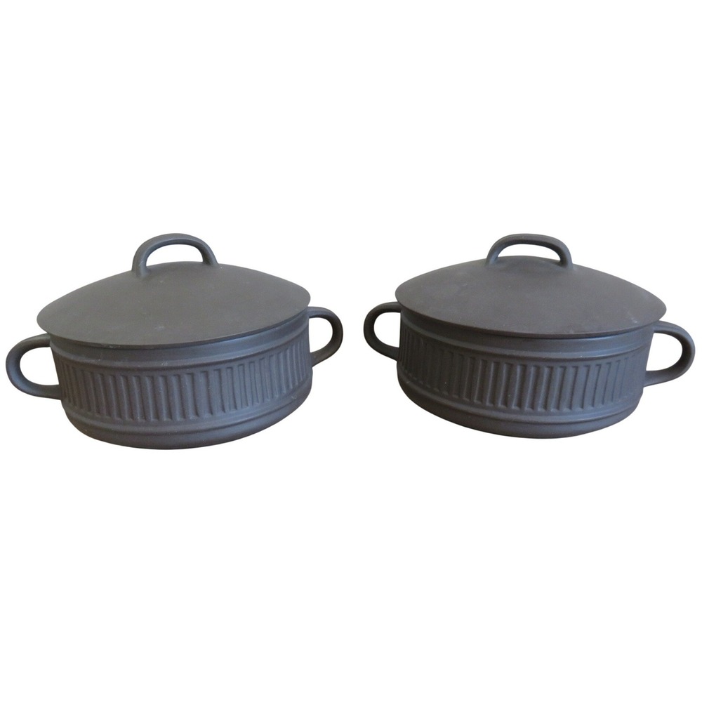 Dansk Flamestone Brown Fluted Individual Casserole Dishes Jens Quistgaard Set 2